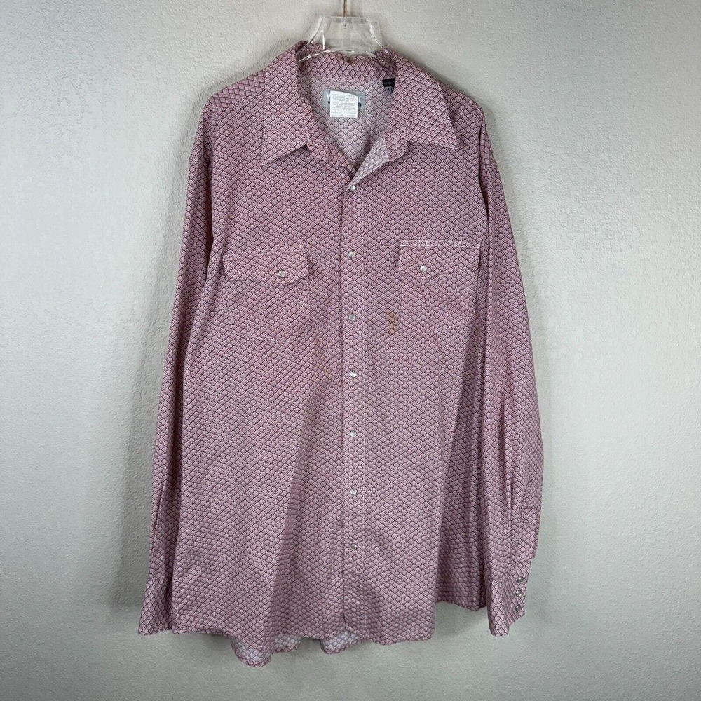 Wrangler Men's Geometric Print Snap Button Up Shirt Long Sleeve Red/Gray Size XL